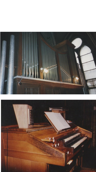 L’orgue remplace un instrument construit par Merklin vers 1880. Il s’agissait de l’ancien orgue de chœur de Ste Marie des Batignolles, qui fut  profondément transformé par Bourgarel en 1963. Photos : Serge Campione, ancien titulaire.