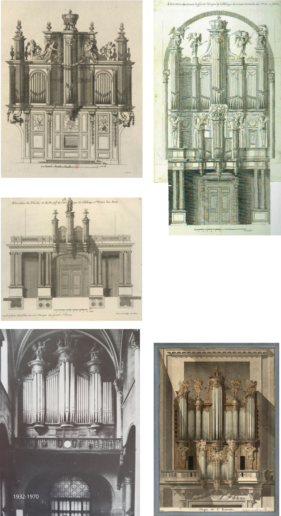 L’orgue de l’abbaye St Victor (Positif) 1932-1970 L’ancien orgue de Saint-Germain-des-Prés après son transfert à Saint-Eustache (parismusescollctions.paris.fr)