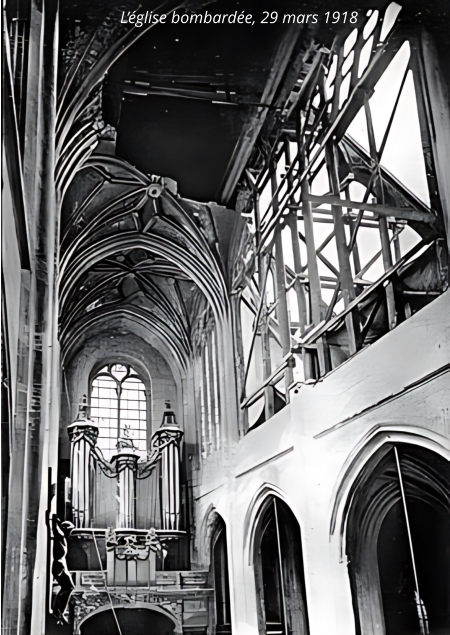 L’église bombardée, 29 mars 1918