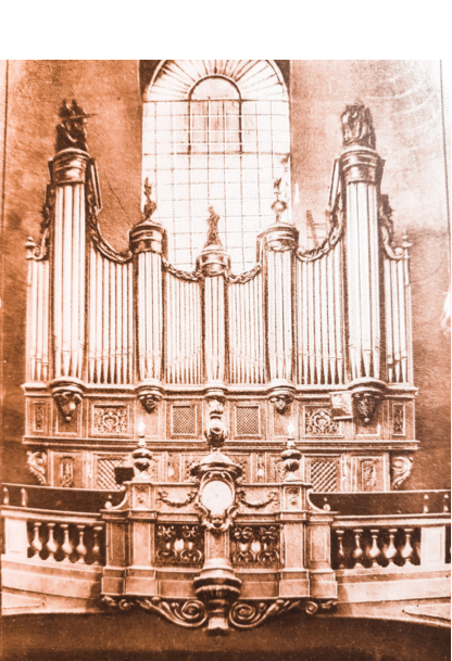 Une gravure ancienne de St Thomas d'Aquin, avant la construction du Positif de Dos